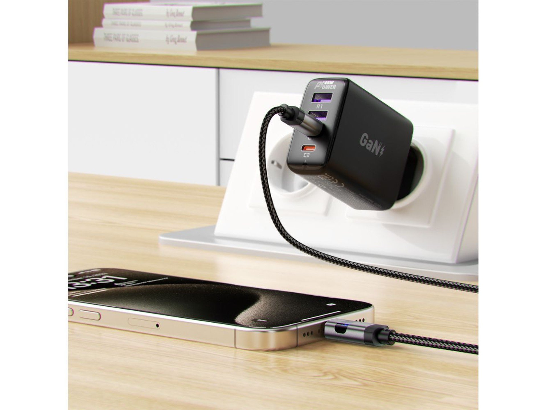 Acefast C15-03 USB-C - Cabo USB-C com DisplayPort 480Mb/s 60W 1,2m - Preto