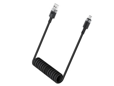 Acefast C14-04 USB-A - USB-C Cable Spring 480Mb/s 3A 1.2m - Black