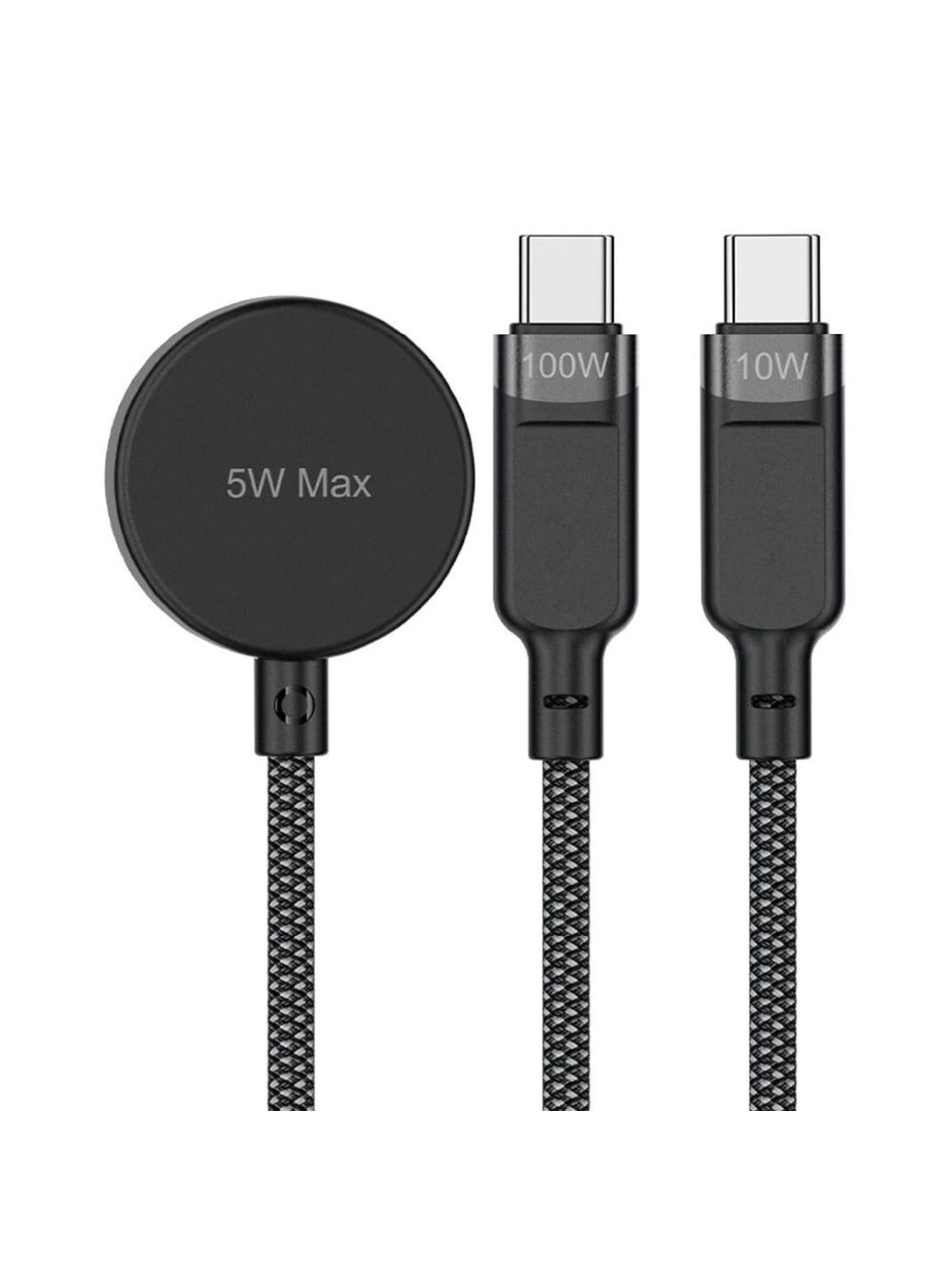 Acefast C6-11 USB-C 3in1 Cable - 2x USB-C / Qi 480Mb/s 100W 1.2m - black