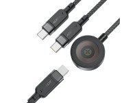 Acefast C6-11 USB-C 3in1 Cable - 2x USB-C / Qi 480Mb/s 100W 1.2m - black Acefast C6-11 USB-C 3in1 Cable - 2x USB-C / Qi 480Mb/s 100W 1.2m - black