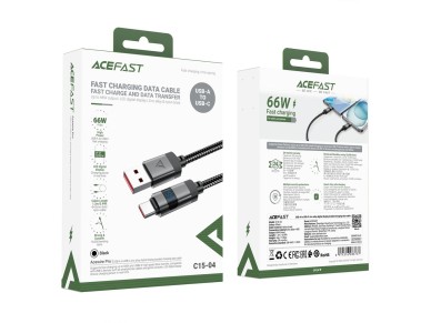 Acefast C15-04 USB-A - USB-C Cable with Display 480Mb/s 66W 1.2m - Black Acefast C15-04 USB-A - USB-C Cable with Display 480Mb/s 66W 1.2m - Black