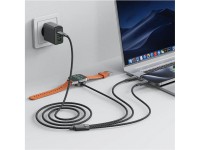 Acefast C6-11 USB-C 3in1 Cable - 2x USB-C / Qi 480Mb/s 100W 1.2m - black Acefast C6-11 USB-C 3in1 Cable - 2x USB-C / Qi 480Mb/s 100W 1.2m - black