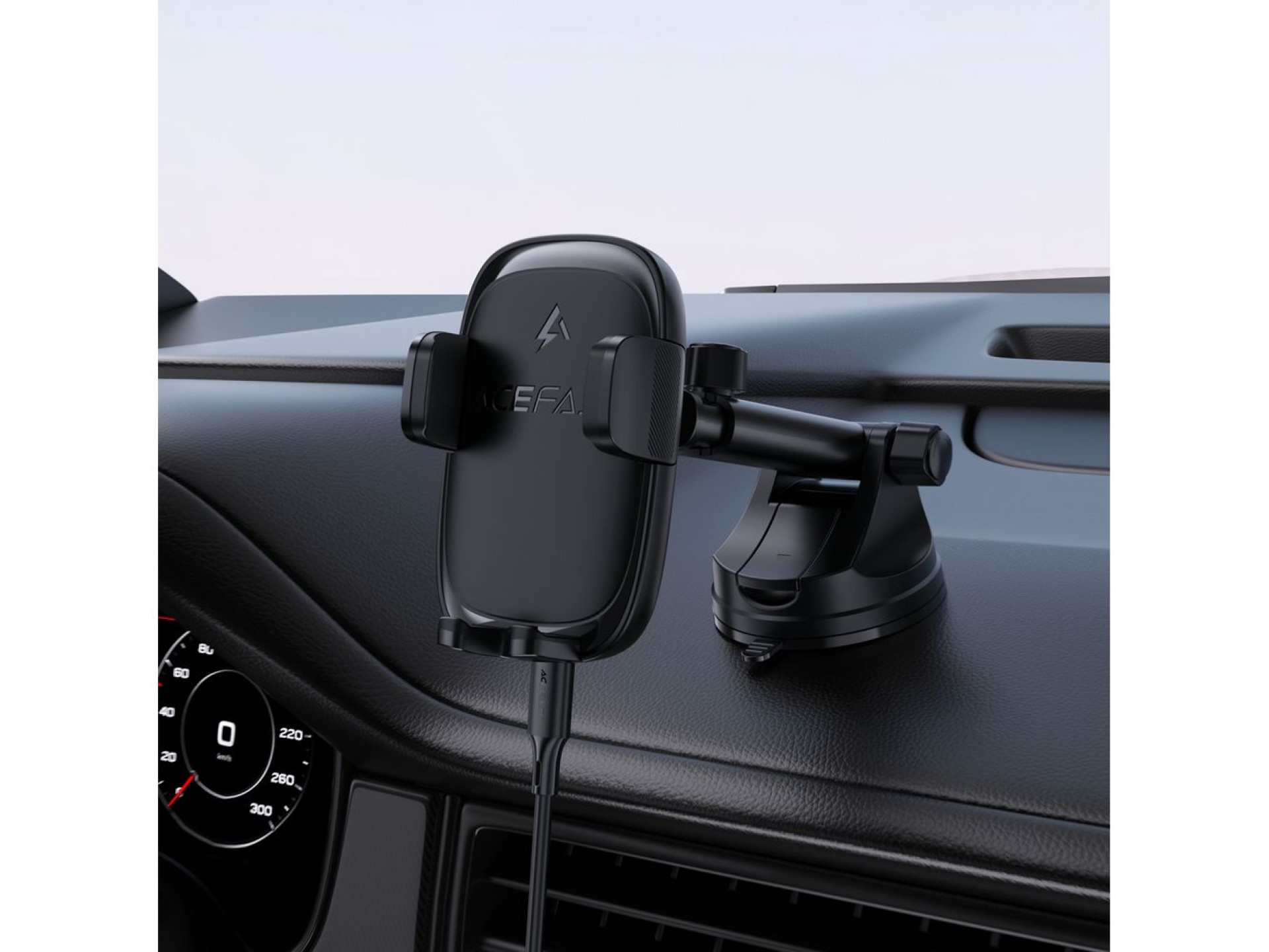 Acefast D49 Car Mount with Wireless Charger for Dashboard - Black