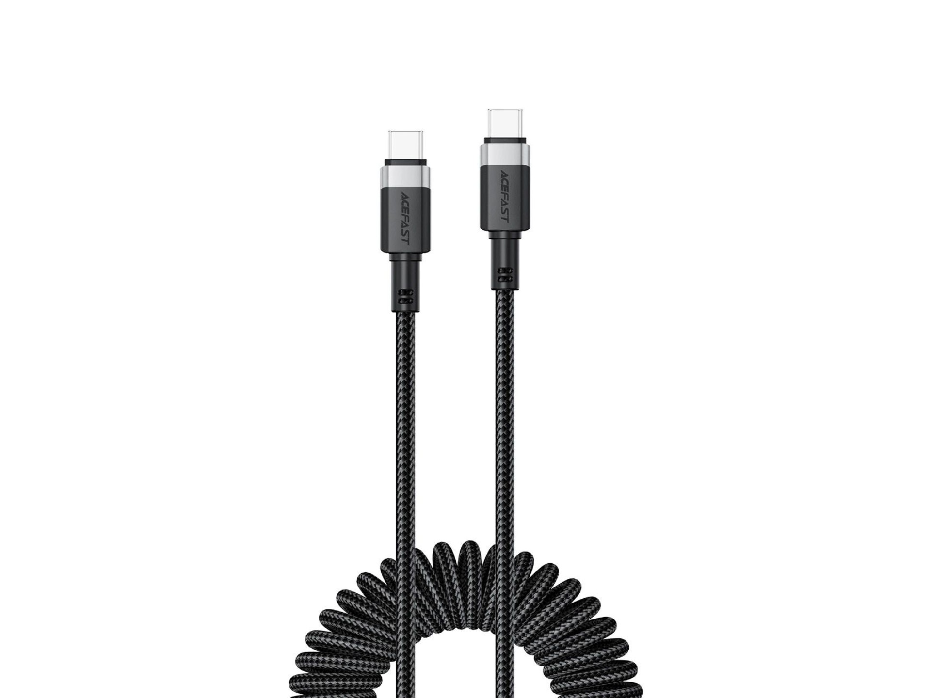 Acefast C14-03 USB-C - Cable USB-C con resorte 480Mb/s 3A 1.2m - Negro