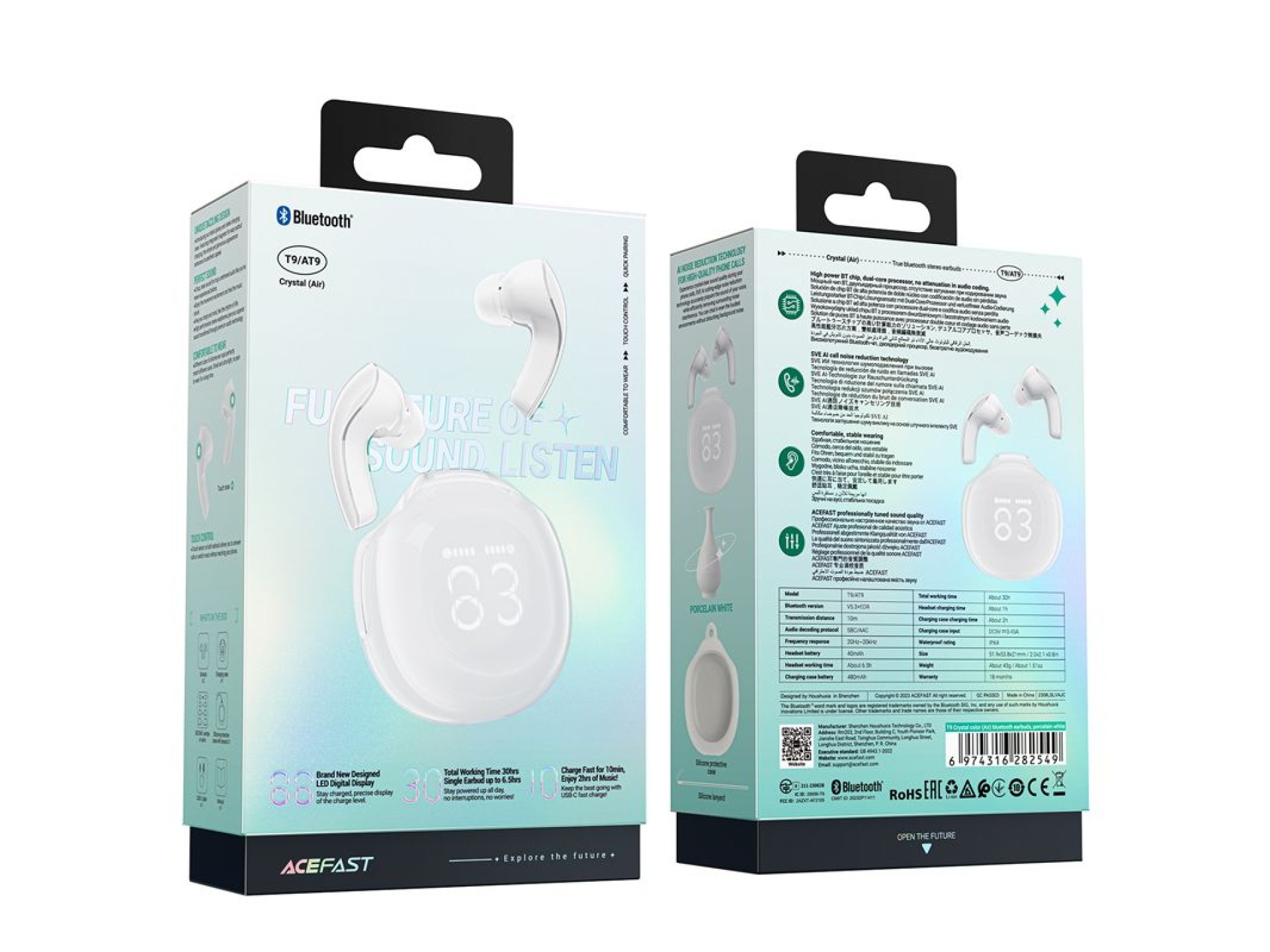 Acefast T9 Bluetooth 5.3 in-ear wireless headphones - white