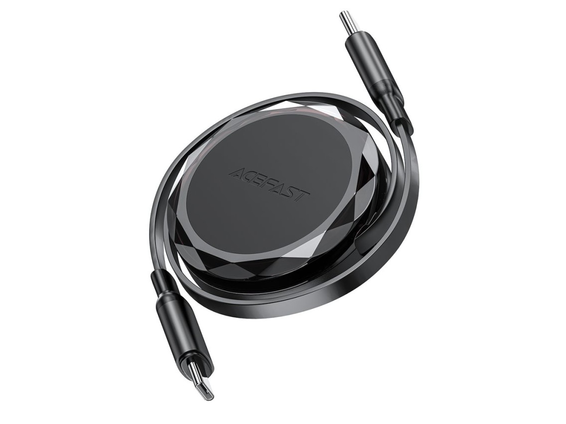 Acefast C13-03 USB-C - Cable USB-C retráctil de 60 W - Negro