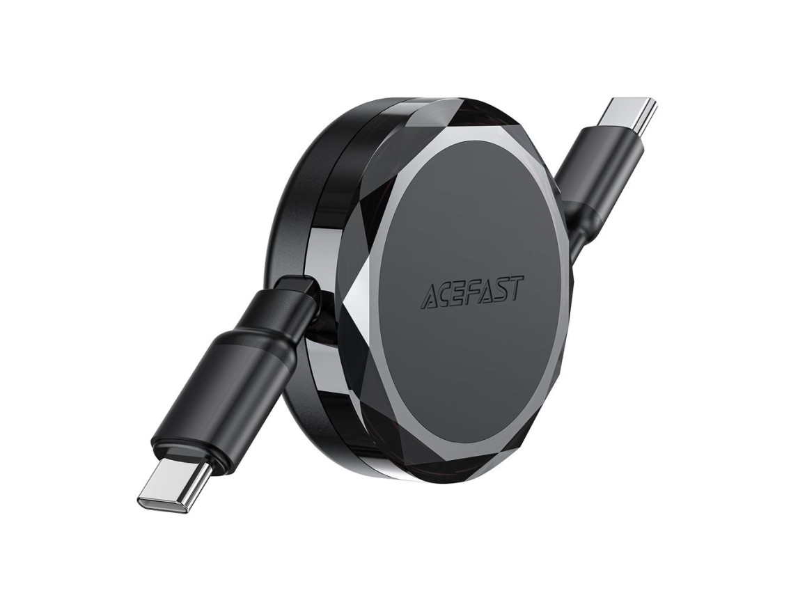 Acefast C13-03 USB-C - Cable USB-C retráctil de 60 W - Negro