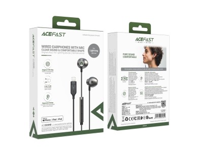 Fones de ouvido intra-auriculares Acefast L1 com conector Lightning, microfone e controle remoto de 