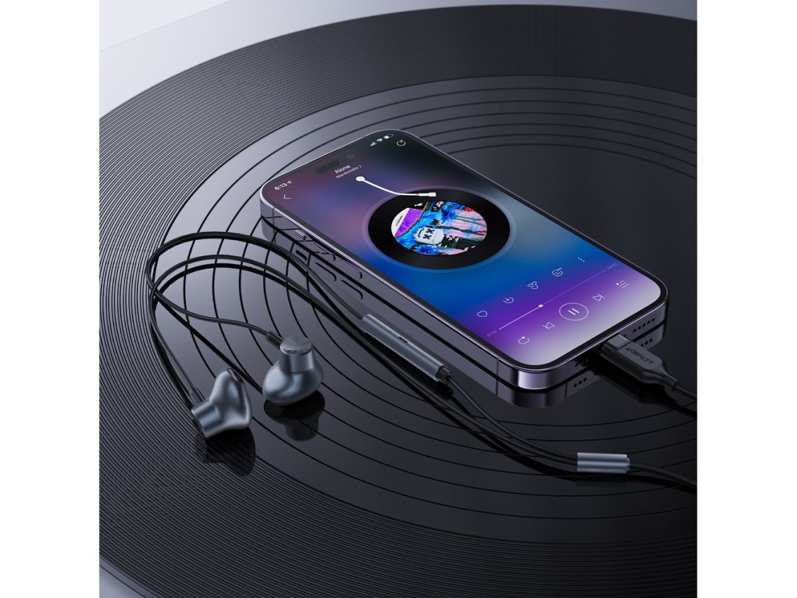 Fones de ouvido intra-auriculares Acefast L1 com conector Lightning, microfone e controle remoto de