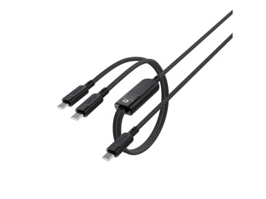 Cable Acefast C5 USB-C - USB-C / USB-C 2 en 1 de 100 W y 480 Mb/s - negro Cable Acefast C5 USB-C - USB-C / USB-C 2 en 1 de 100 W y 480 Mb/s - negro