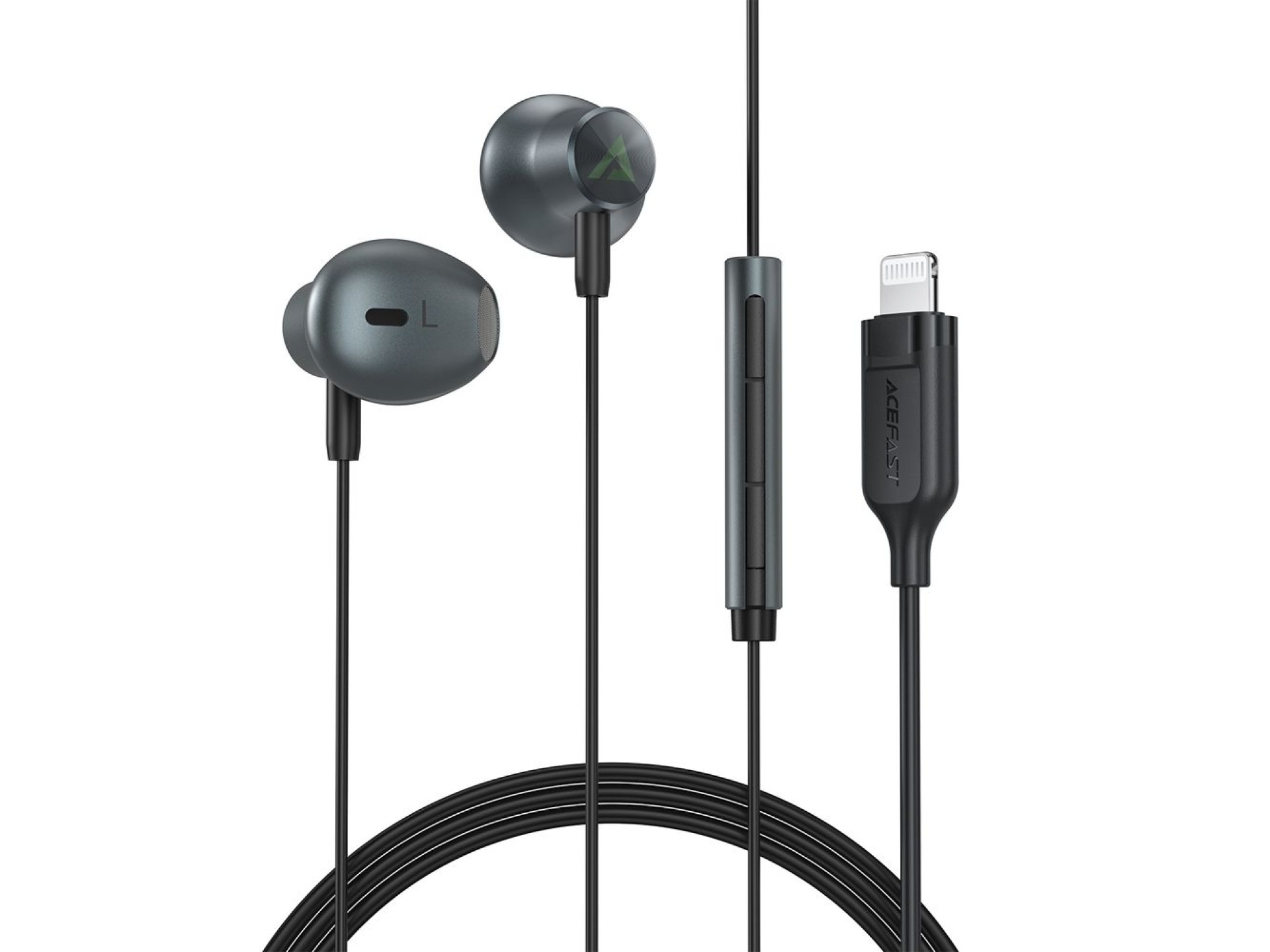 Fones de ouvido intra-auriculares Acefast L1 com conector Lightning, microfone e controle remoto de