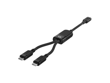 Cable Acefast C5 USB-C - USB-C / USB-C 2 en 1 de 100 W y 480 Mb/s - negro Cable Acefast C5 USB-C - USB-C / USB-C 2 en 1 de 100 W y 480 Mb/s - negro