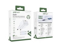 Acefast A73 Mini PD 20W GaN wall charger + USB-C cable - white Acefast A73 Mini PD 20W GaN wall charger + USB-C cable - white