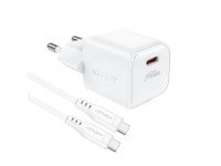 Acefast A73 Mini PD 20W GaN wall charger + USB-C cable - white Acefast A73 Mini PD 20W GaN wall charger + USB-C cable - white