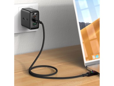 Cabo Acefast C7-03 USB-C de 100 W e 1,2 m com display - preto