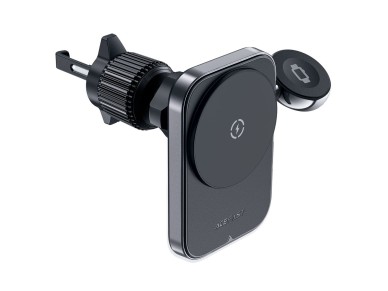 Acefast D18 car holder with MagSafe / Qi inductive charger + USB-A USB-C cable - black