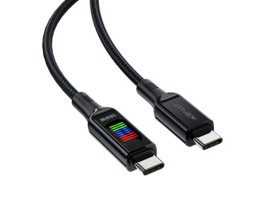 Cabo Acefast C7-03 USB-C de 100 W e 1,2 m com display - preto
