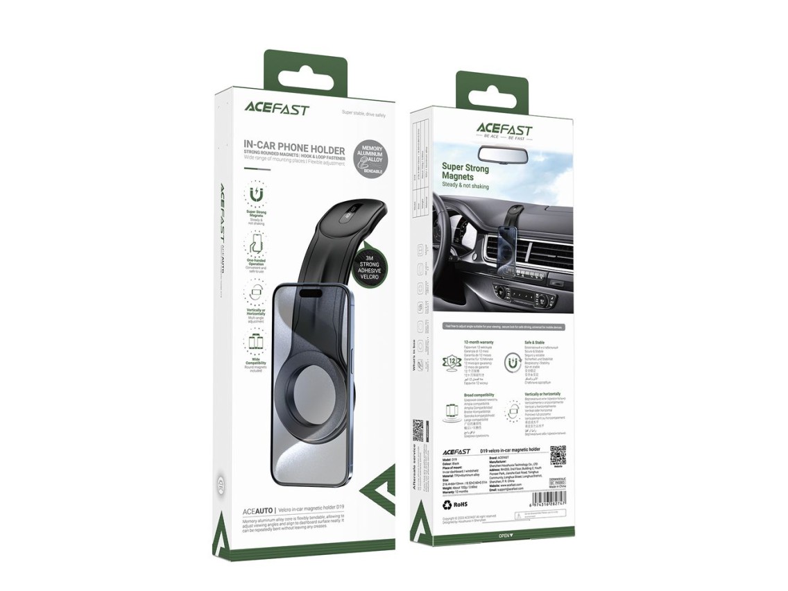 Soporte magnético para coche Acefast D19 para el habitáculo - negro