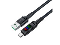 Cabo Acefast C7-04 USB-A USB-C 60W 1,2m com display - preto Cabo Acefast C7-04 USB-A USB-C 60W 1,2m com display - preto