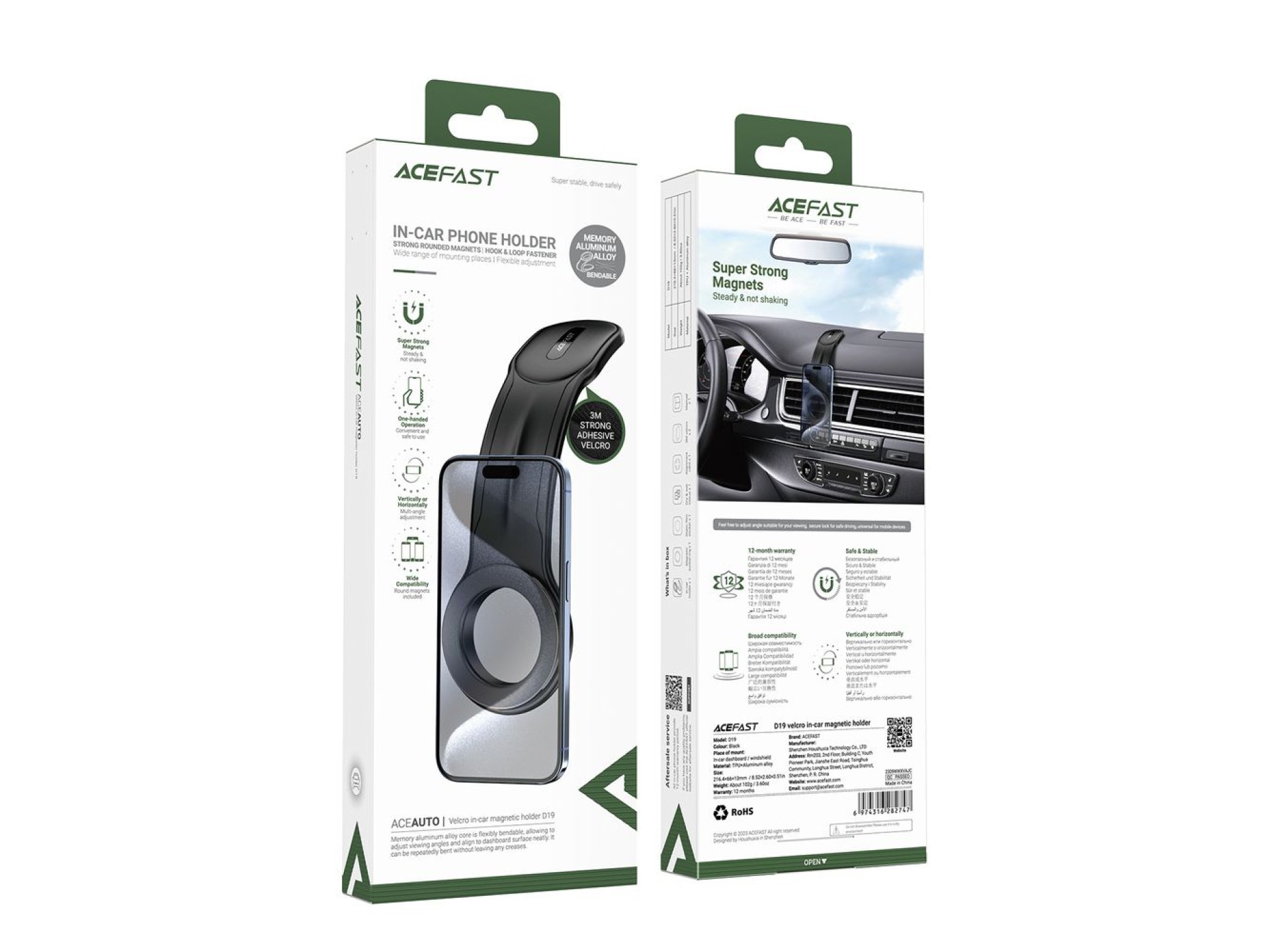Soporte magnético para coche Acefast D19 para el habitáculo - negro