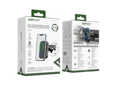 Soporte para coche Acefast D18 con cargador inductivo MagSafe/Qi + cable USB-A a USB-C - negro Soporte para coche Acefast D18 con cargador inductivo MagSafe/Qi + cable USB-A a USB-C - negro