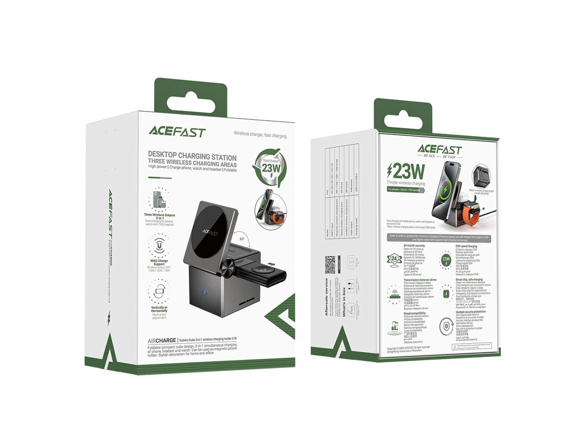Acefast E18 Rubik's Cube 3 in 1 Inductive Charger - Black