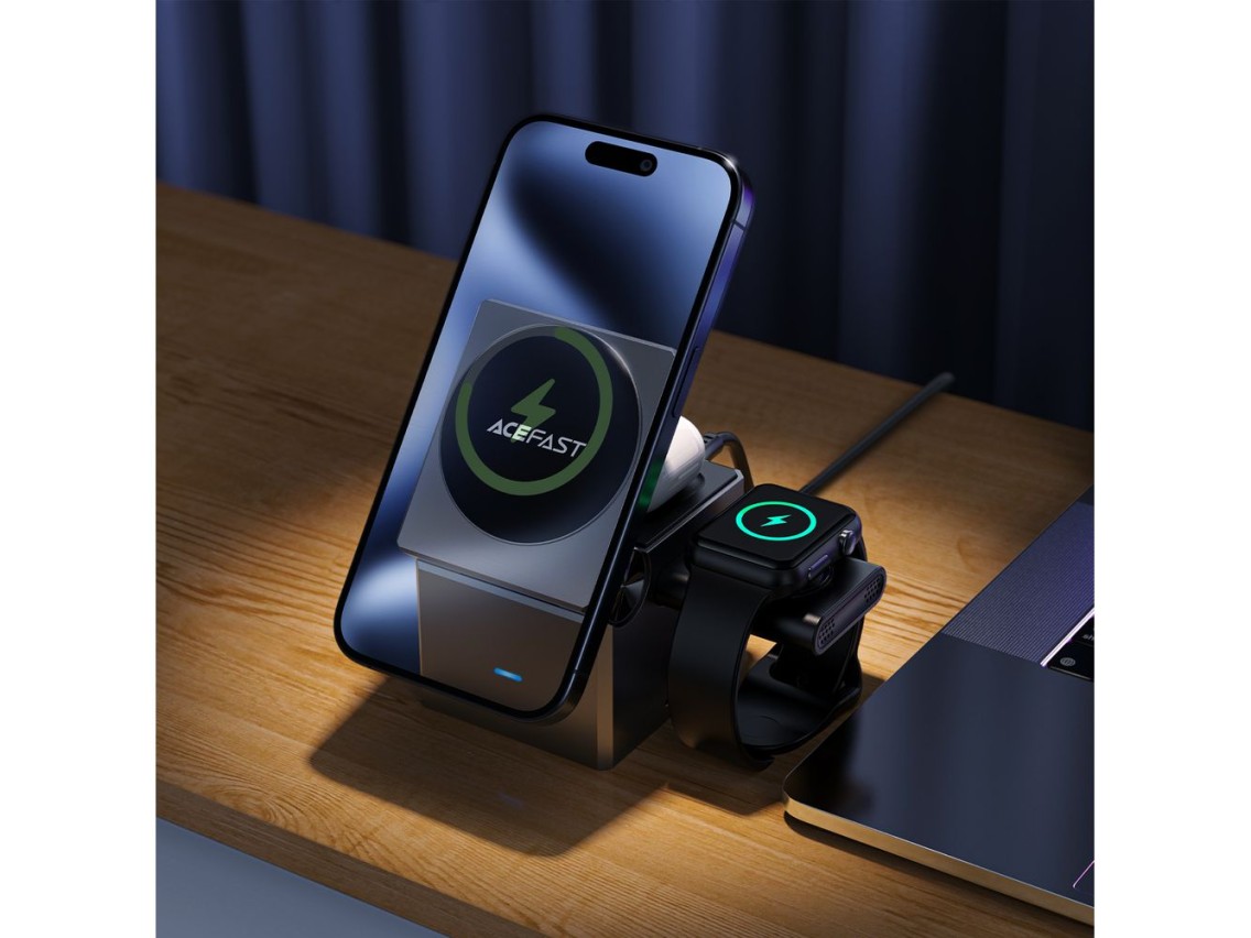 Acefast E18 Rubik's Cube 3 in 1 Inductive Charger - Black