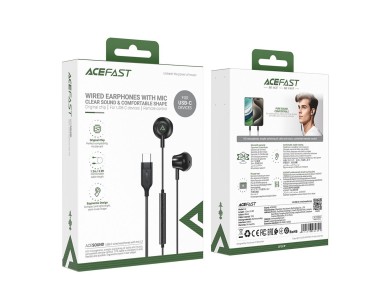 Fones de ouvido intra-auriculares Acefast L2 com conector USB-C, microfone e controle remoto de 1,2 