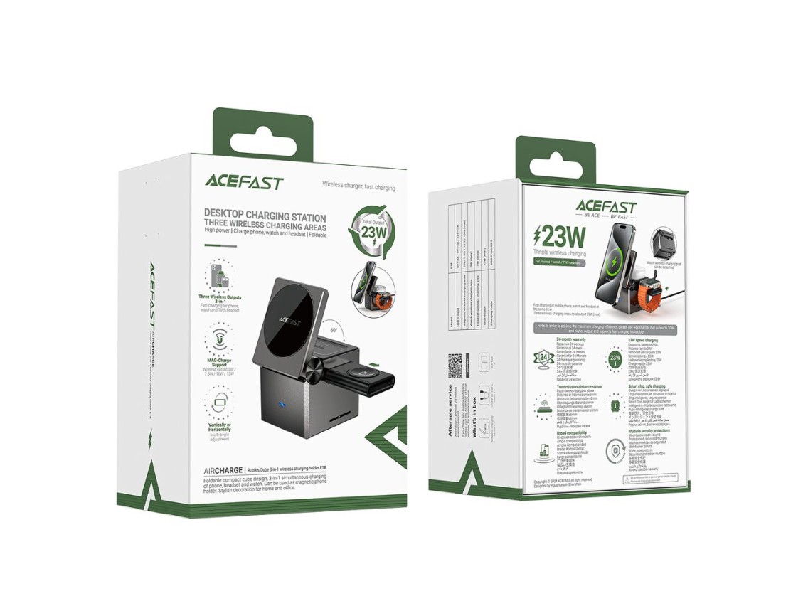 Acefast E18 Rubik's Cube 3 in 1 Inductive Charger - Black