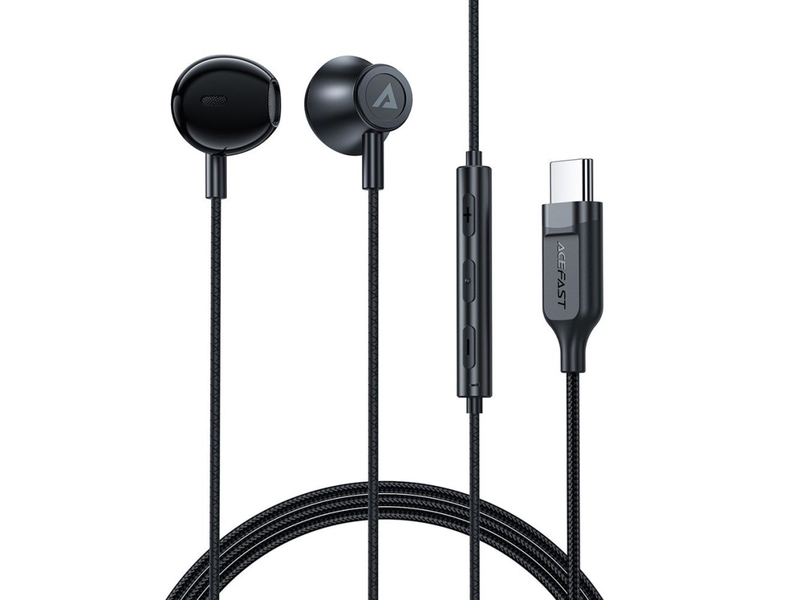 Auriculares intrauditivos Acefast L2 con conector USB-C, micrófono y control remoto de 1,2 m - negro