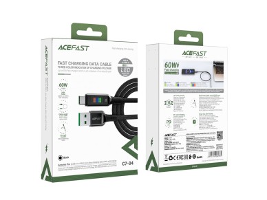 Acefast C7-04 USB-A USB-C 60W 1.2m cable with display - black Acefast C7-04 USB-A USB-C 60W 1.2m cable with display - black