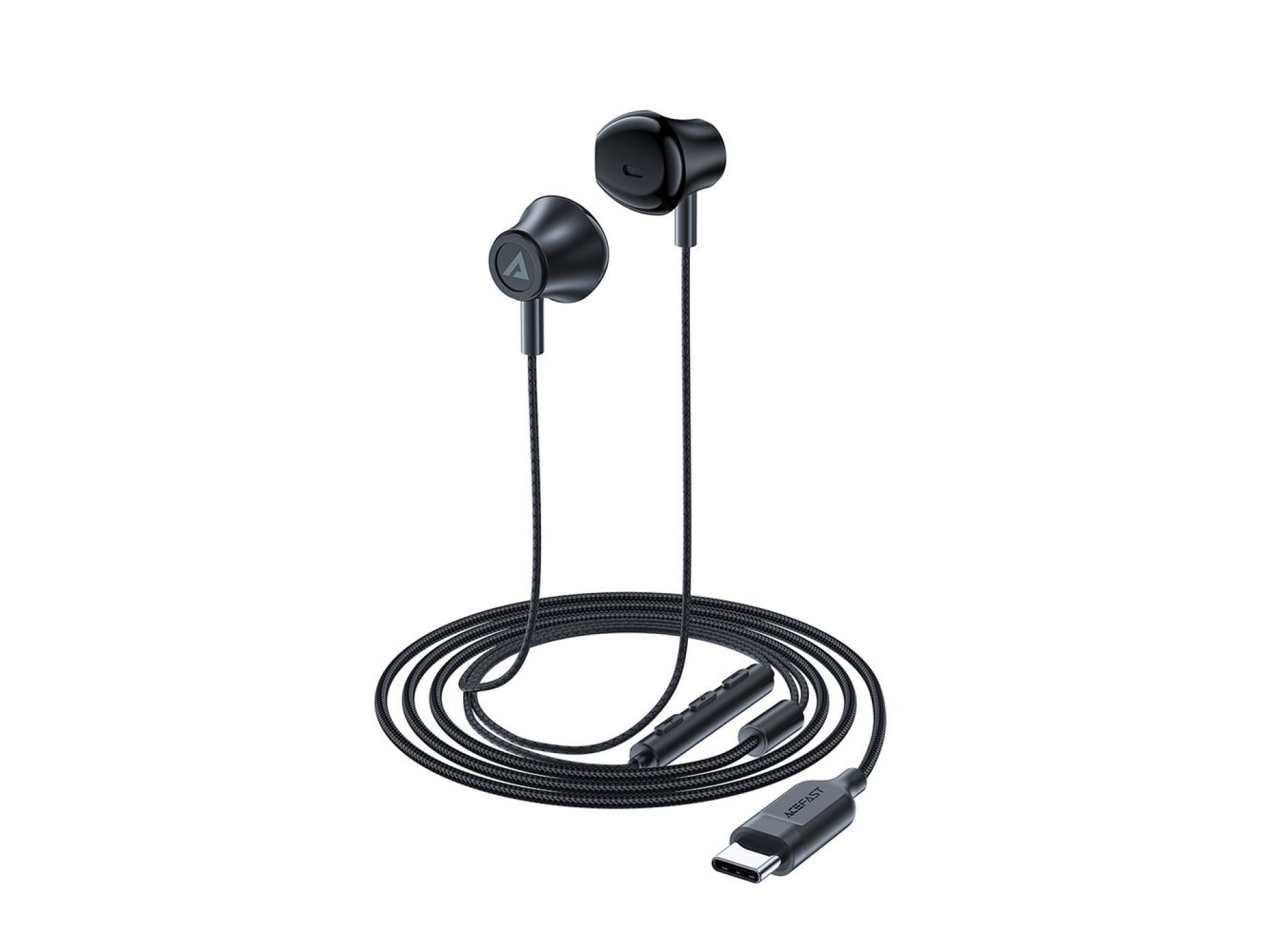 Auriculares intrauditivos Acefast L2 con conector USB-C, micrófono y control remoto de 1,2 m - negro