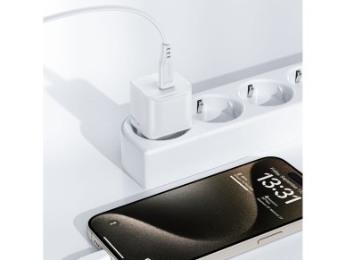 Acefast A77 Mini PD 30W GaN wall charger + USB-C cable - white Acefast A77 Mini PD 30W GaN wall charger + USB-C cable - white