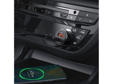 Cargador de coche Acefast B12 de 60 W USB-A / USB-C - negro