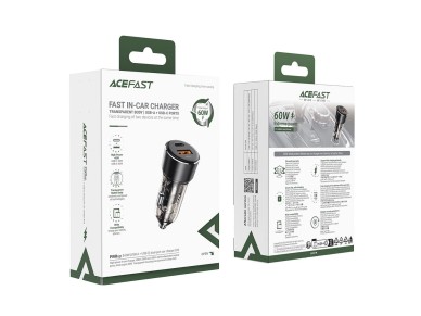 Cargador de coche Acefast B12 de 60 W USB-A / USB-C - negro