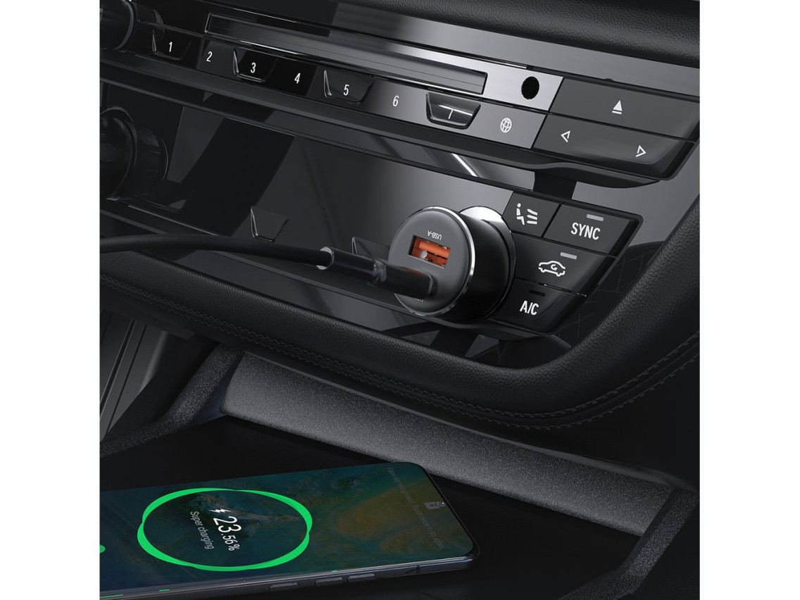 Carregador veicular Acefast B12 60W USB-A / USB-C - preto