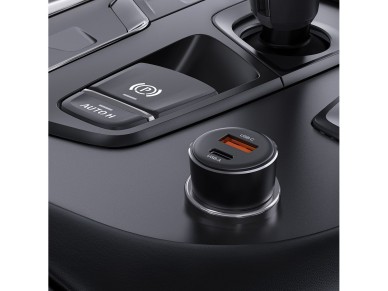 Acefast B12 car charger 60W USB-A / USB-C - black Acefast B12 car charger 60W USB-A / USB-C - black