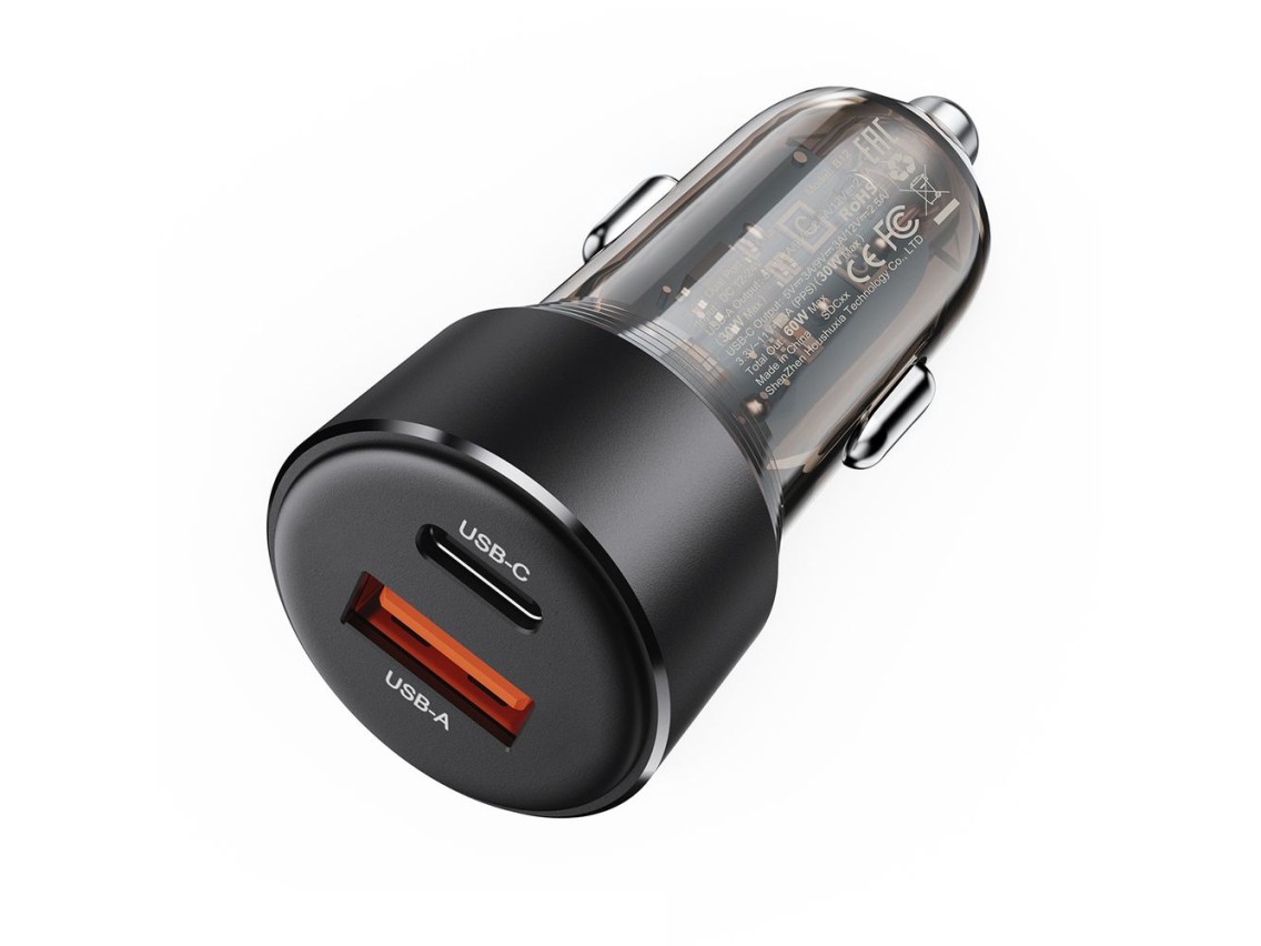 Carregador veicular Acefast B12 60W USB-A / USB-C - preto