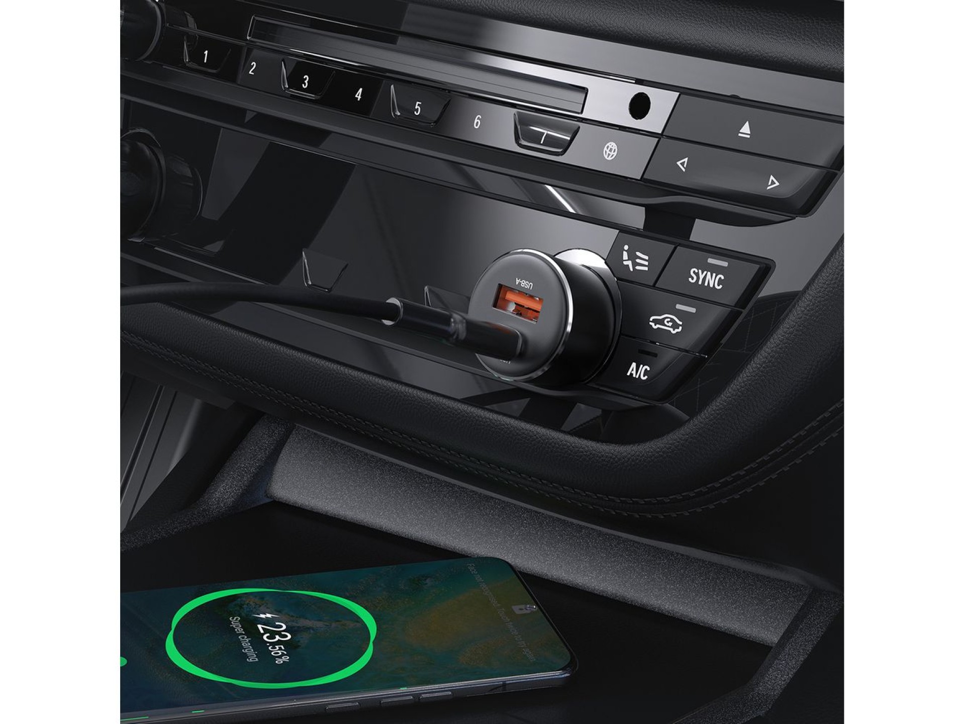 Carregador veicular Acefast B12 60W USB-A / USB-C - preto
