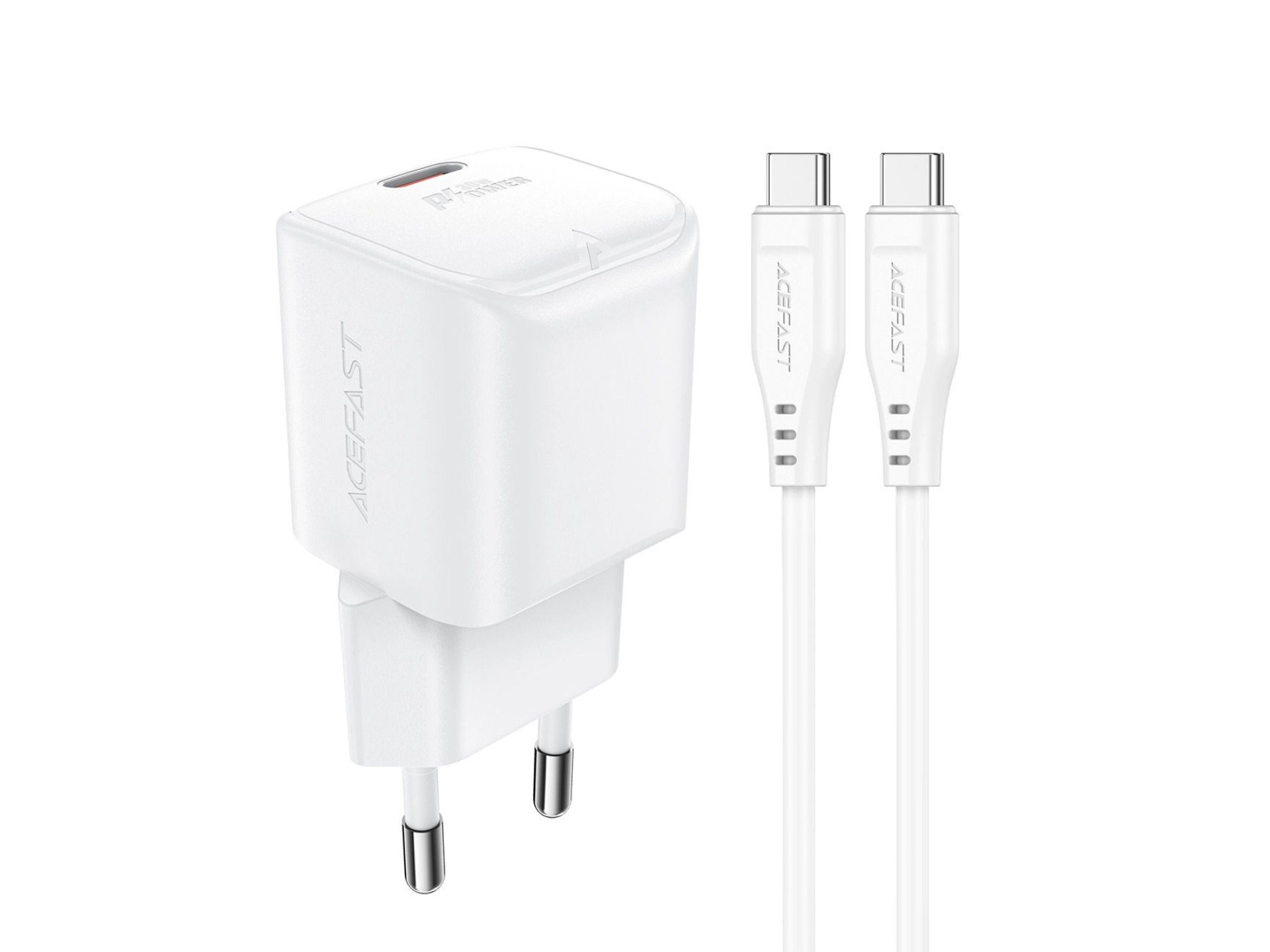 Carregador de parede Acefast A77 Mini PD 30W GaN + cabo USB-C - branco