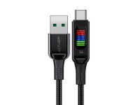 Cabo Acefast C7-04 USB-A USB-C 60W 1,2m com display - preto Cabo Acefast C7-04 USB-A USB-C 60W 1,2m com display - preto