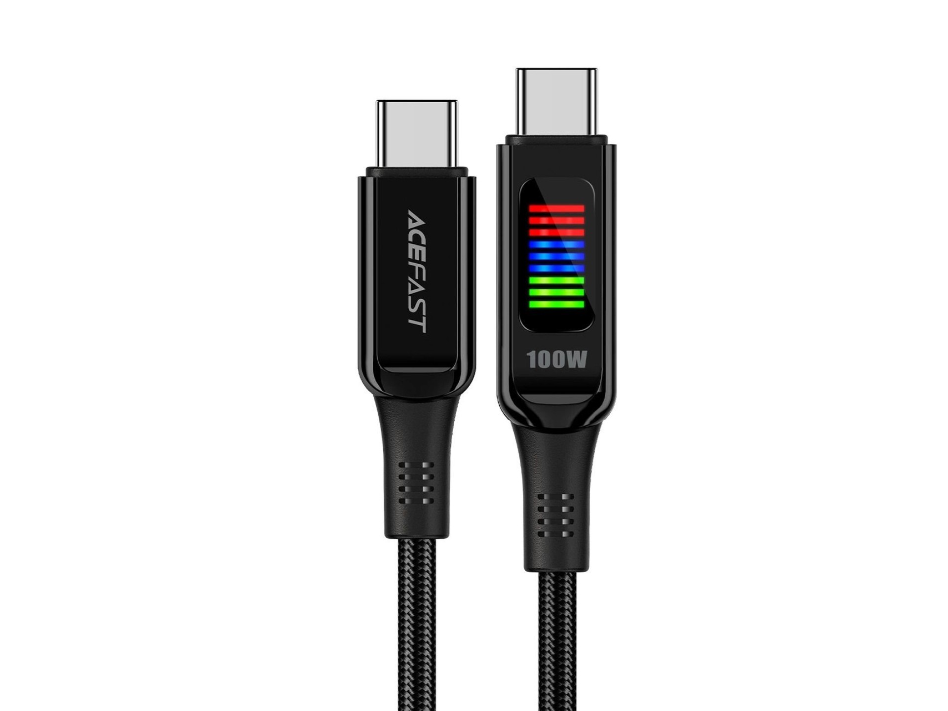 Cabo Acefast C7-03 USB-C de 100 W e 1,2 m com display - preto