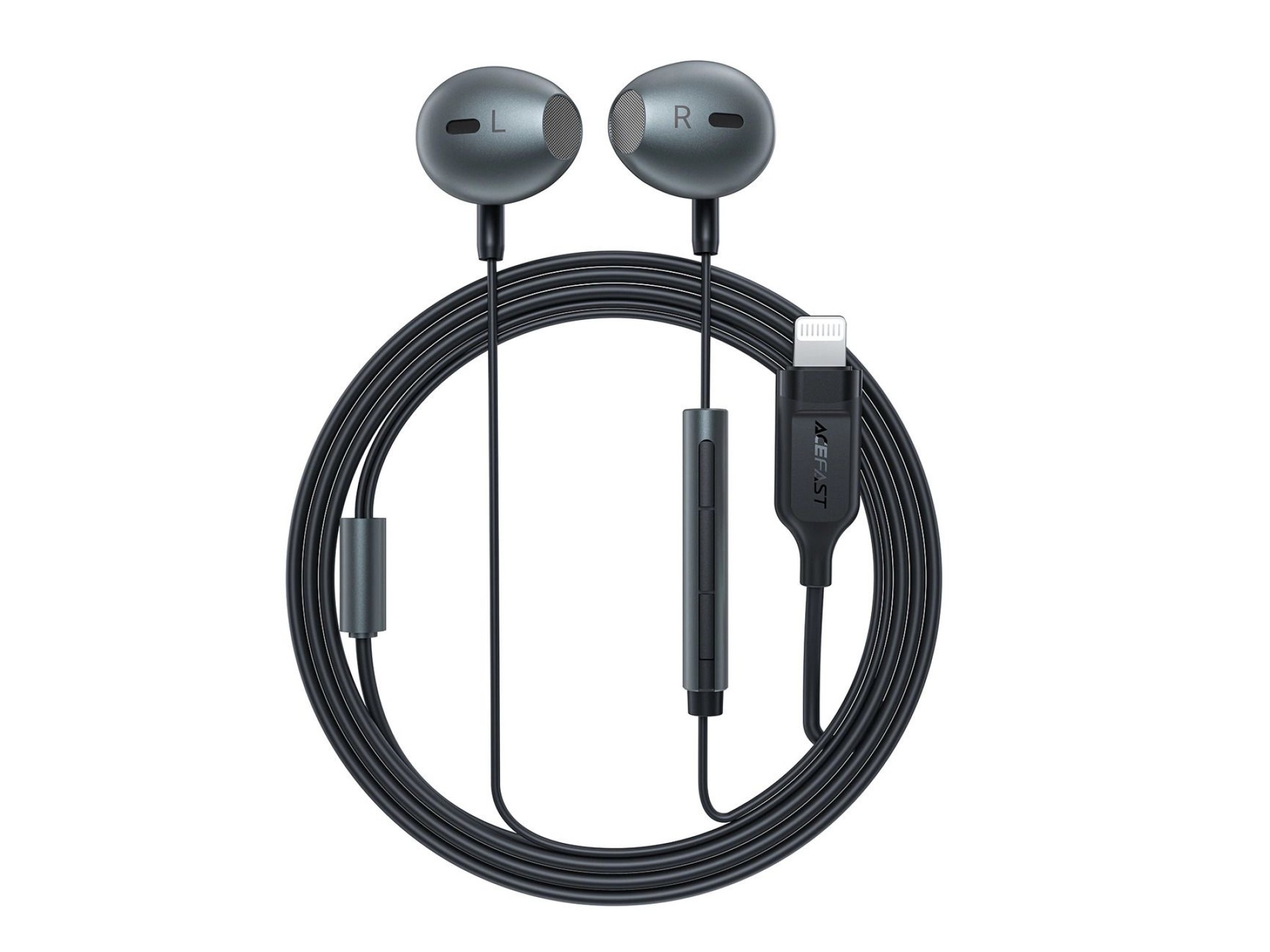 Fones de ouvido intra-auriculares Acefast L1 com conector Lightning, microfone e controle remoto de
