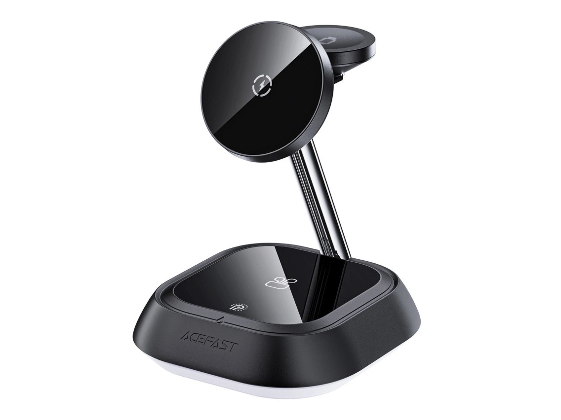 Estação de carregamento indutivo 3 em 1 Acefast E16 15W para celular/fones de ouvido/relógio - preta