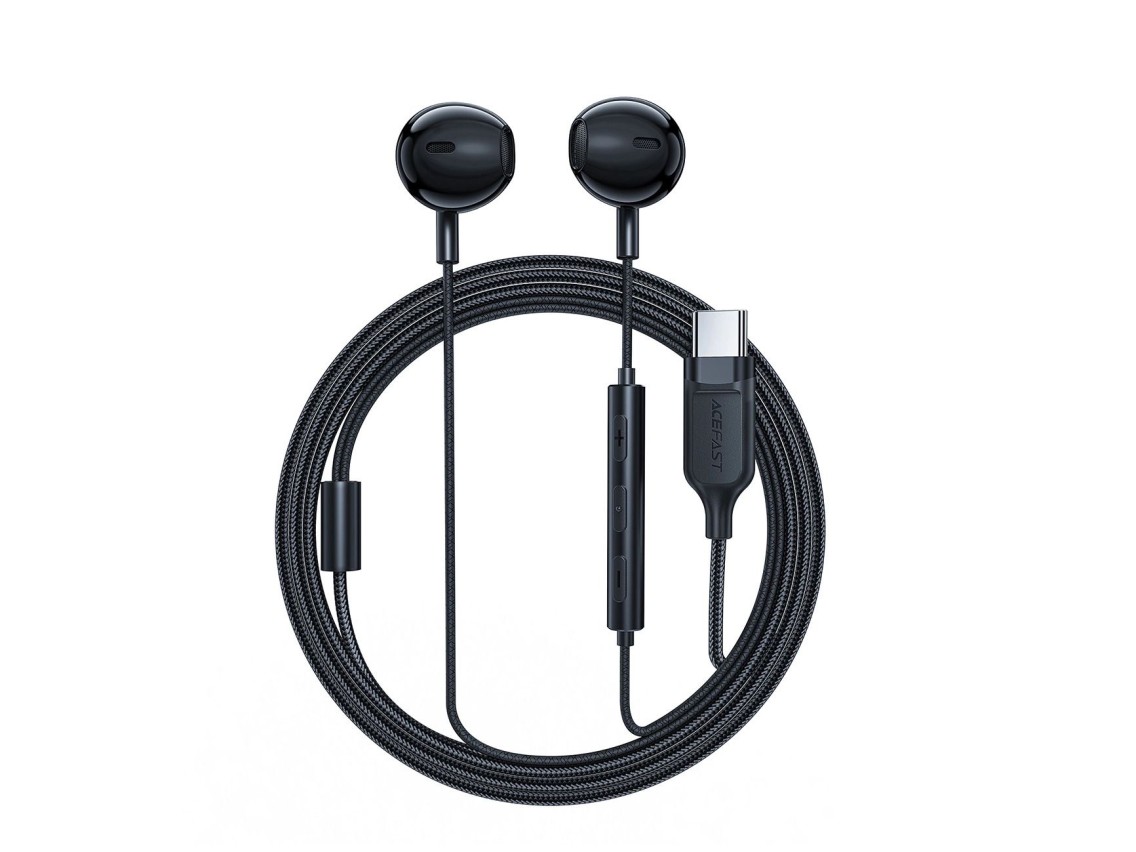 Auriculares intrauditivos Acefast L2 con conector USB-C, micrófono y control remoto de 1,2 m - negro
