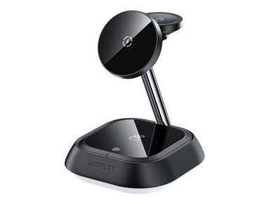 Estação de carregamento indutivo 3 em 1 Acefast E16 15W para celular/fones de ouvido/relógio - preta Estação de carregamento indutivo 3 em 1 Acefast E16 15W para celular/fones de ouvido/relógio - preta