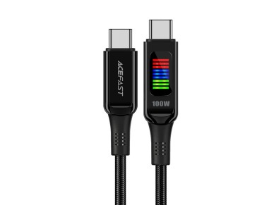 Cabo Acefast C7-03 USB-C de 100 W e 1,2 m com display - preto