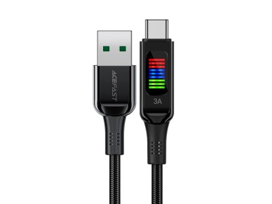 Acefast C7-04 USB-A USB-C 60W 1.2m cable with display - black Acefast C7-04 USB-A USB-C 60W 1.2m cable with display - black