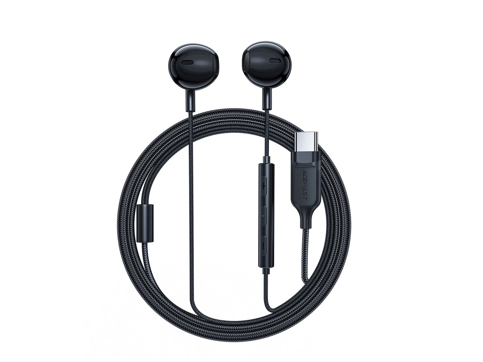 Auriculares intrauditivos Acefast L2 con conector USB-C, micrófono y control remoto de 1,2 m - negro