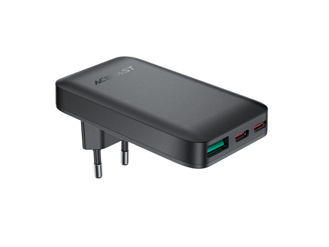 Acefast A100 65W GaN 2 USB-C+ USB-A Charger Ultra Slim - Black